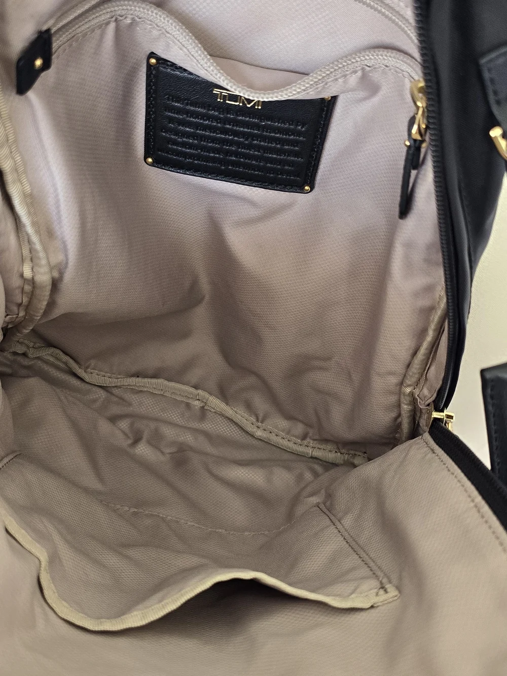 TUMI Voyageur Nadia Convertible Backpack Sling Bag Black Nylon Gold Hardware EX